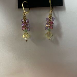 Pastel Colored Crystal Dangle Earrings